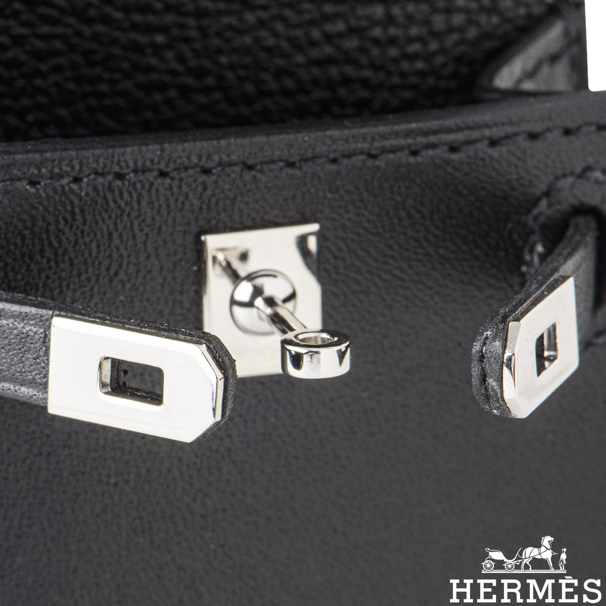 HERMÈS Tadelakt Mini Kelly Twilly Bag Charm Black